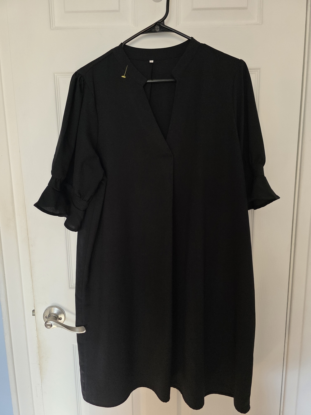 Black Ruffle Sleeve Shift Dress